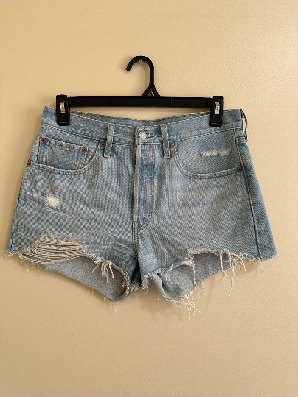 Levi's Light Blue Distressed Cutoff Denim Shorts